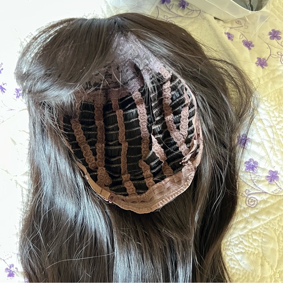 24” Daily Use Black Long Wavy Heat Resistant Synthetic Fiber Full Wig With Bangs - Picture 7 of 11